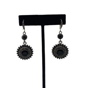 Women’s Black Round Shape Sun Flower Earrings‎